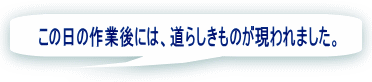 この日の作業後には、道らしきものが現われました。 